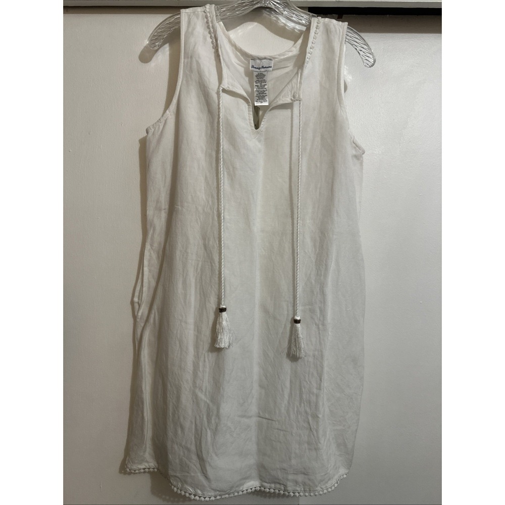 Tommy Bahama White Sleeveless Tassel Shift Dress